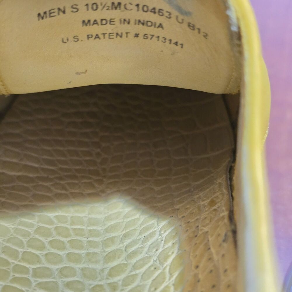 Cole Haan Yellow Wingtip Brogue Crocodile Textured Lace Up Dress Shoes 10.5M - Picture 7 of 9